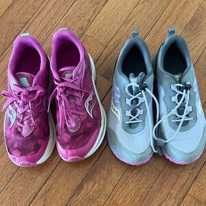 Saucony Kids Pink and Gray Sneakers Duo